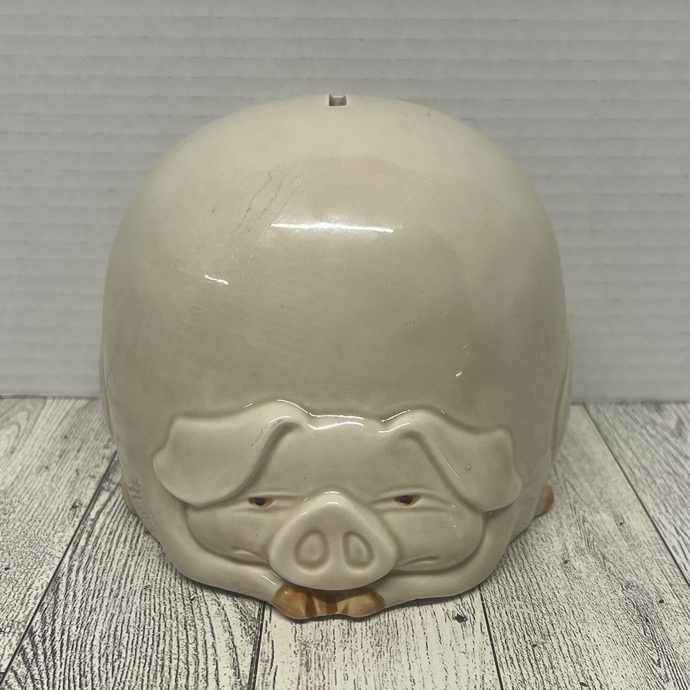 Vtg Fitz & Floyd Pig Coin Bank Porky Piggy w Stopper Ceramic 1977 Japan Kitsch
